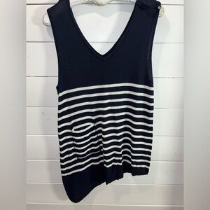 ORLY – Navy & White Striped Sleeveless Tunic – Size L